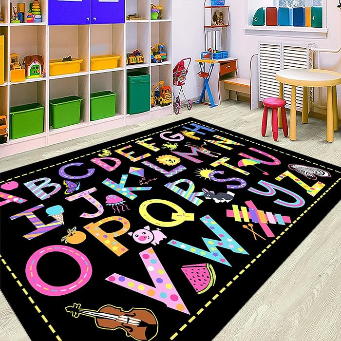 Classroom Rug ABC Area Rug for Toddlers Handwriting Samplers Alphabet Carpet for Kids, Large Floo... | Amazon (US)