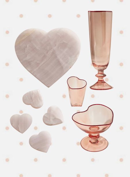 Heart shaped rose quarts serving tray heart shape rose quartz coasters blush heart shaped flutes and coupes pretty Valentine’s Day pajamas and decor

#LTKhome #LTKFind #LTKSeasonal