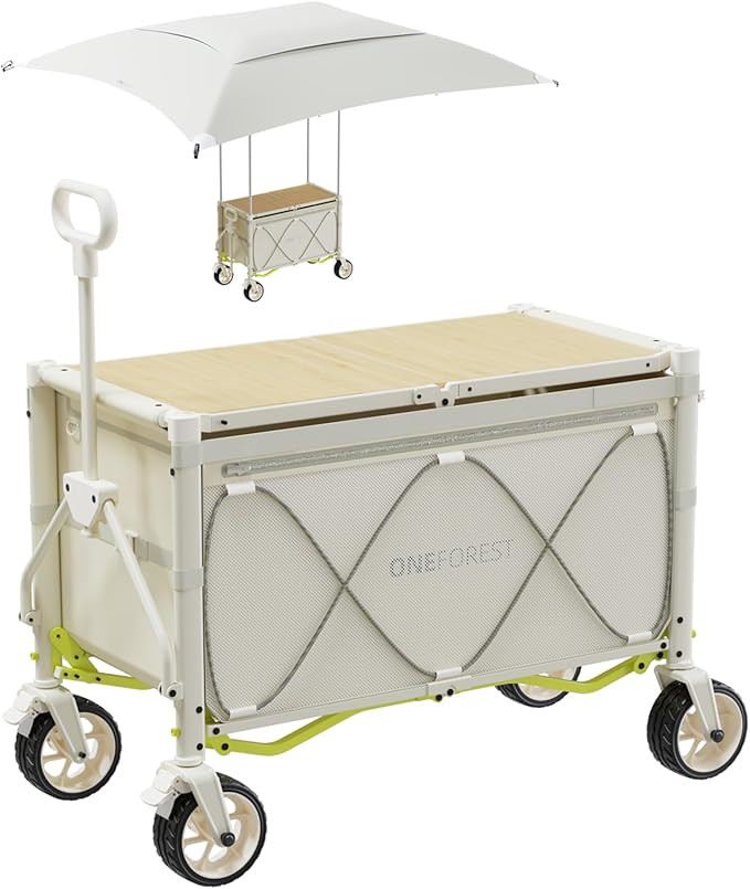 ONEFOREST Collapsible Wagon Cart with Canopy Tent, Portable Large Capacity Foldable Wagon Cart, H... | Amazon (US)