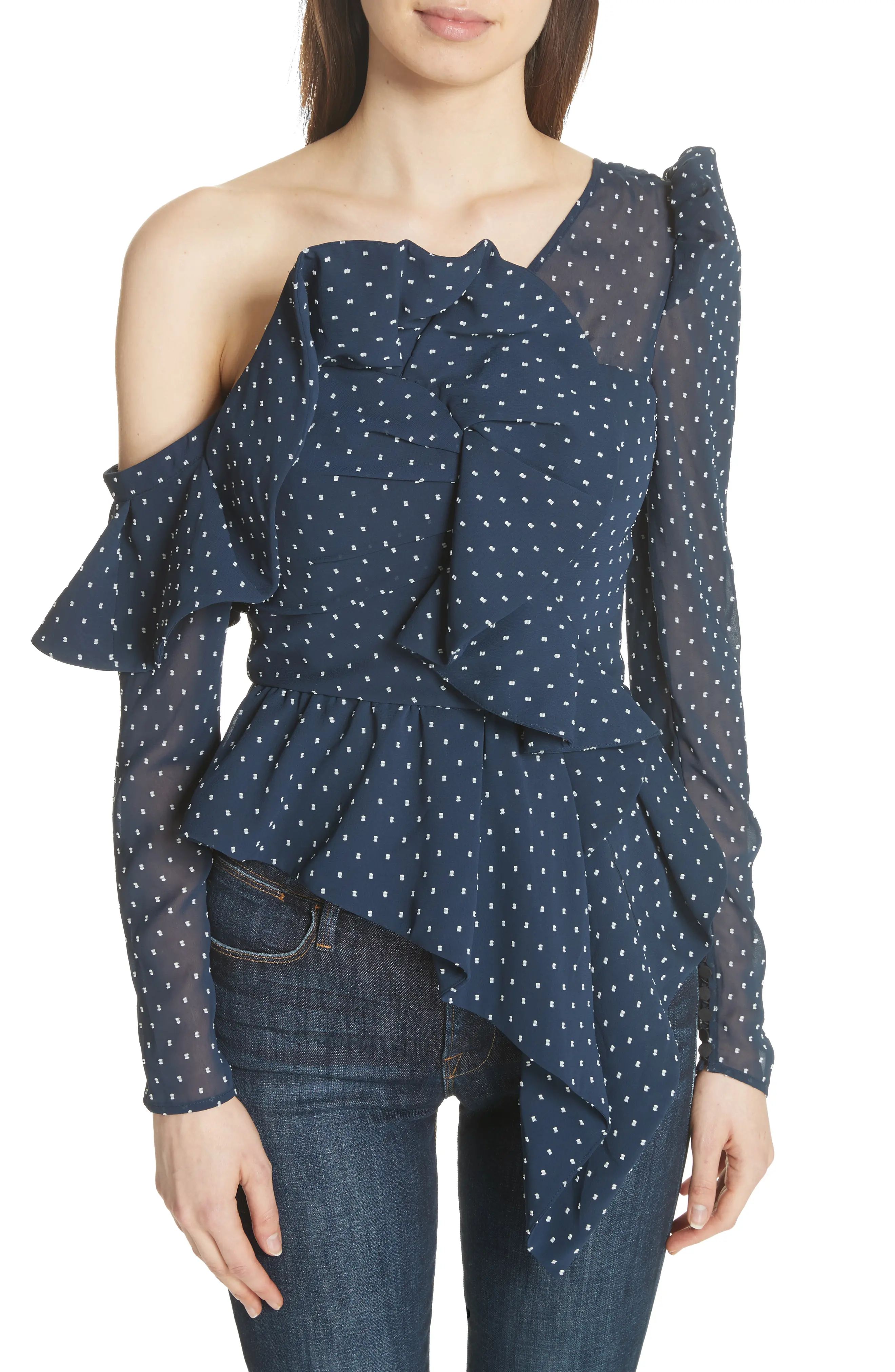 Ruffle Asymmetrical Plumetis Top | Nordstrom