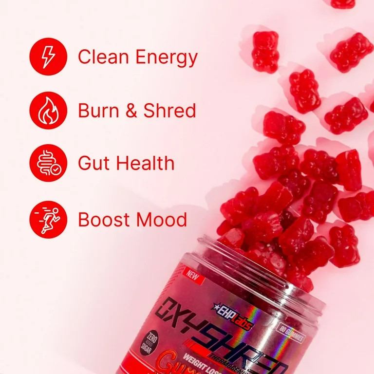 EHP LABS OxyShred Weightloss Gummies, Juicy Strawberry, 80 count | Walmart (US)