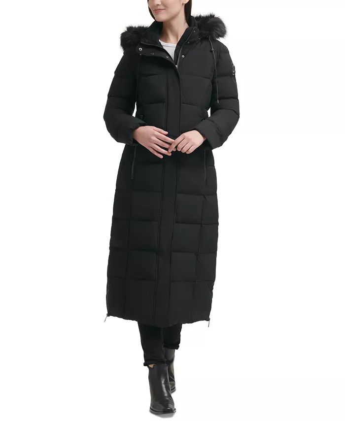 Women's Stretch Faux-Fur-Trim Hooded Maxi Puffer Coat | Macys (US)