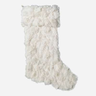 Ivory Rose Faux Fur Stocking, 19" | At Home