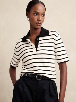 Striped Contrast-Collar Pullover Sweater | Banana Republic Factory