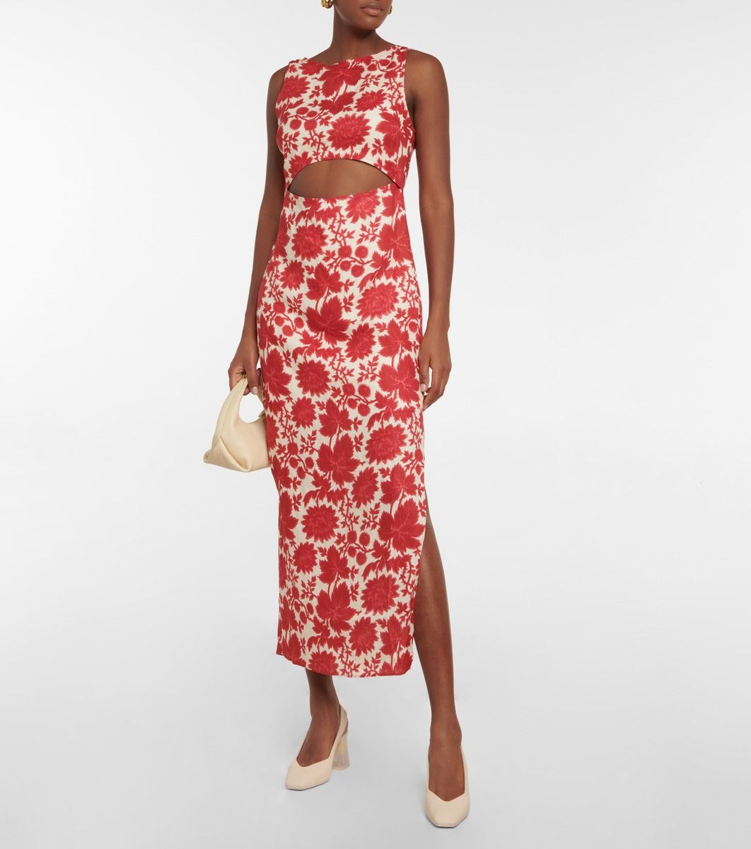 Cinta cutout floral linen midi dress | Mytheresa (US/CA)