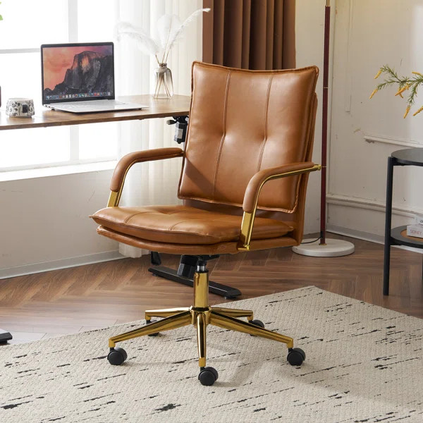 Luxury Faux Leather Office Chair - Padded Arms | Wayfair North America