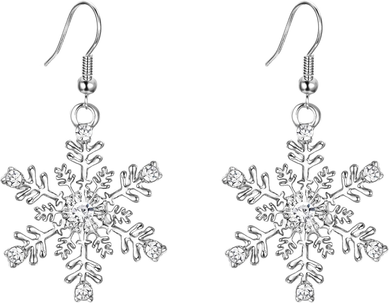 EVER FAITH Snowflake Earring for Women Austrian Crystal Winter Party Flower Snowflakes Pierced Ho... | Amazon (US)
