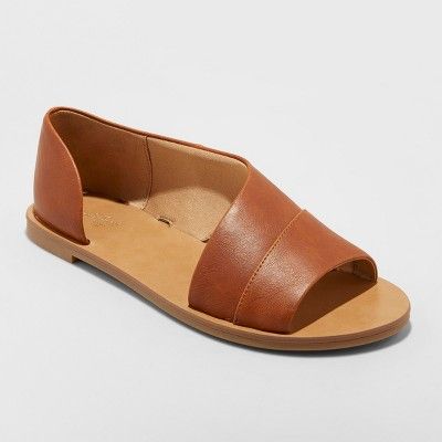 Women's Lissa Wide Width Asymmetrical Slide Sandals - Universal Thread™ Cognac 10W | Target