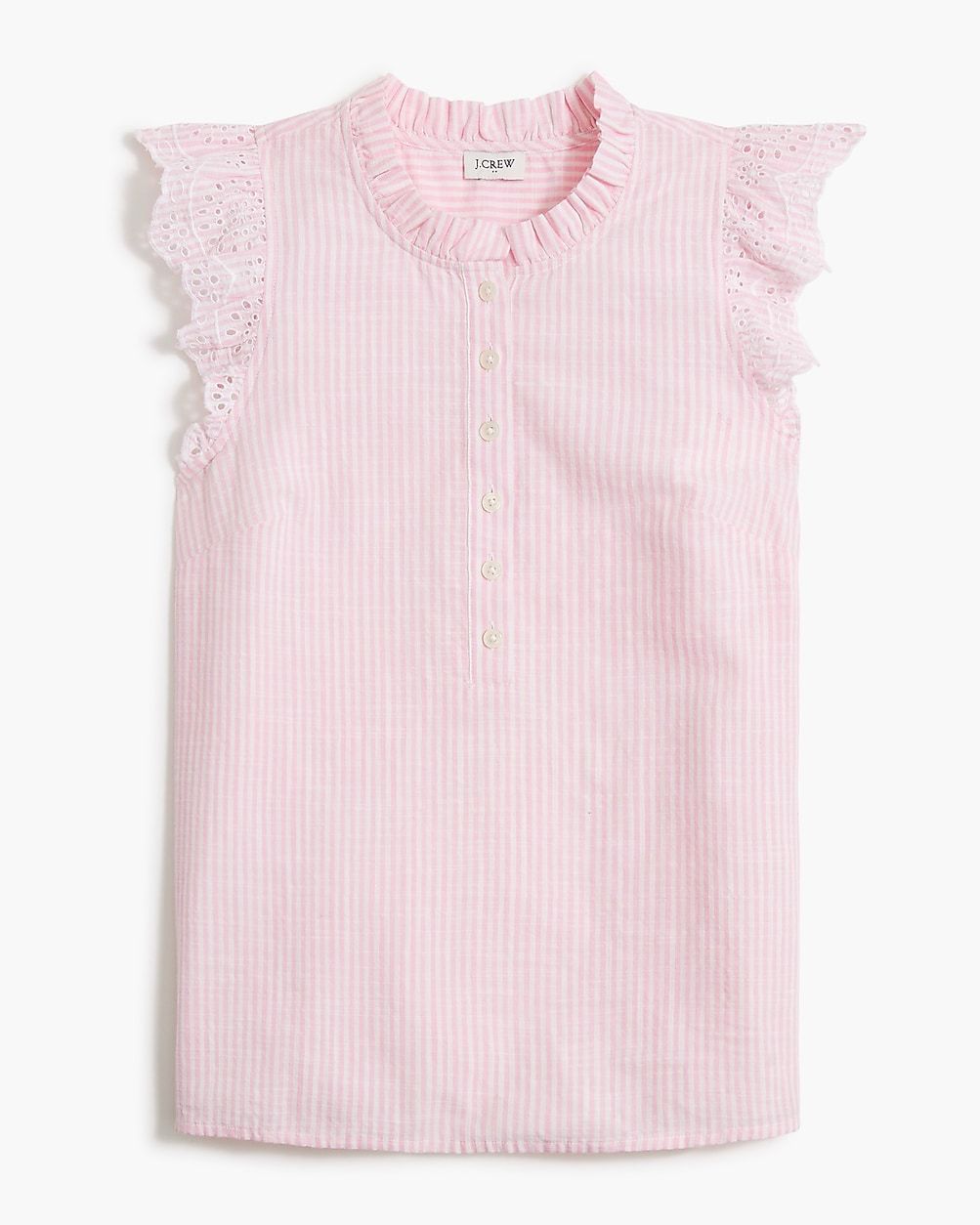 Striped ruffle-front flutter-sleeve top | J.Crew Factory