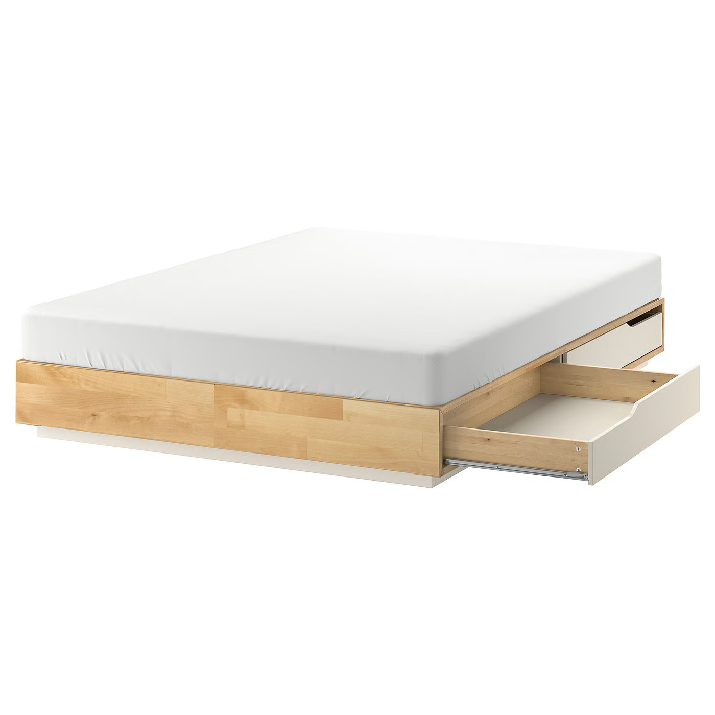 MANDAL bed frame with storage, birch/white, Queen  - IKEA | IKEA US