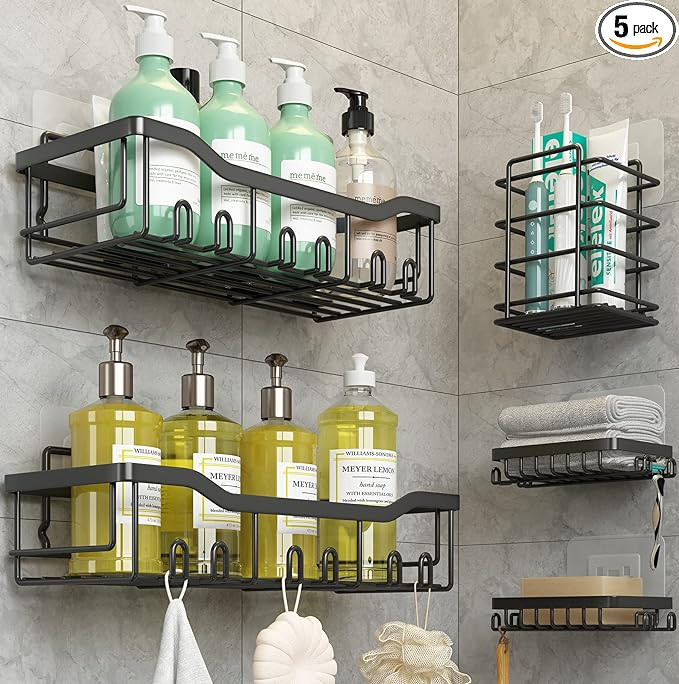 Coraje Shower Caddy, Shower Shelves [5-Pack], Adhesive Shower Organizer No Drilling, Large Capaci... | Amazon (US)