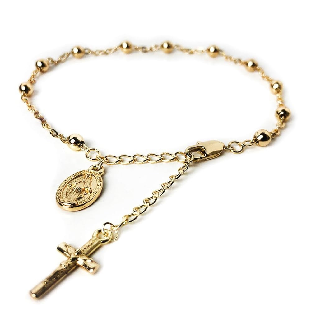 Stunning Catholic Rosary Bracelet for Women with Our Lady of Graces Medal and Cross Crucifix Char... | Amazon (US)