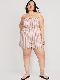 Striped O-Ring Halter Romper for Women -- 3.5-inch inseam | Old Navy (US)