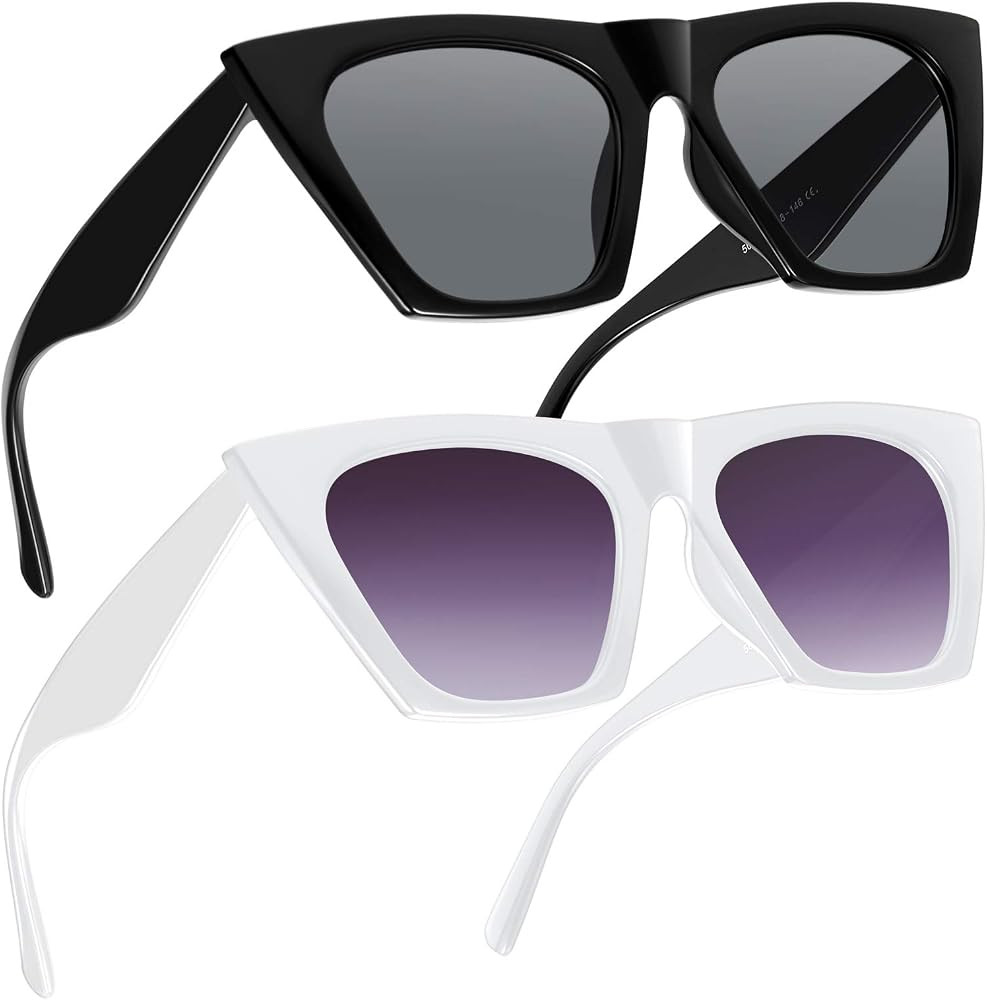 Hiboom 2 Pairs Square Cat Eye Sunglasses Retro Cateye Sunglasses Small Plastic Frame Sunglasses f... | Amazon (US)