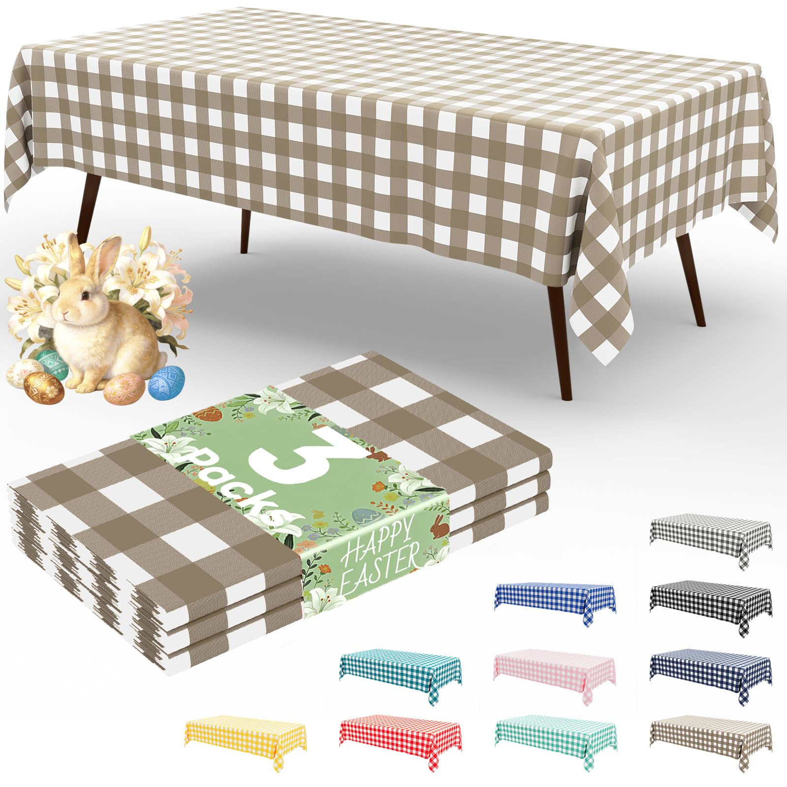 misaya 3 Packs Buffalo Disposable Table Cloth, 54 x 108 Inch Waterproof Plastic Tablecloth, Recta... | Amazon (US)