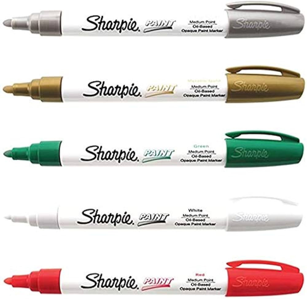 Sharpie Oil-Based Paint Markers, Medium Point, Pack of 5 - Christmas Holiday Colors | Amazon (US)