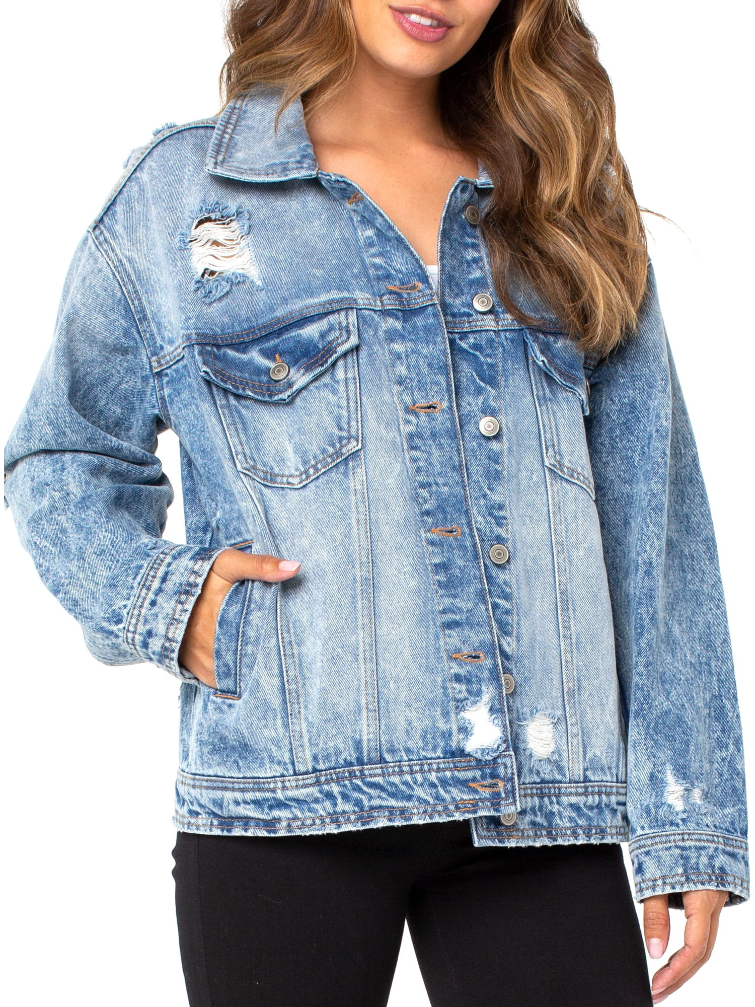 Celebrity Pink - Celebrity Pink Junior's Destructed Boyfriend Jacket - Walmart.com | Walmart (US)