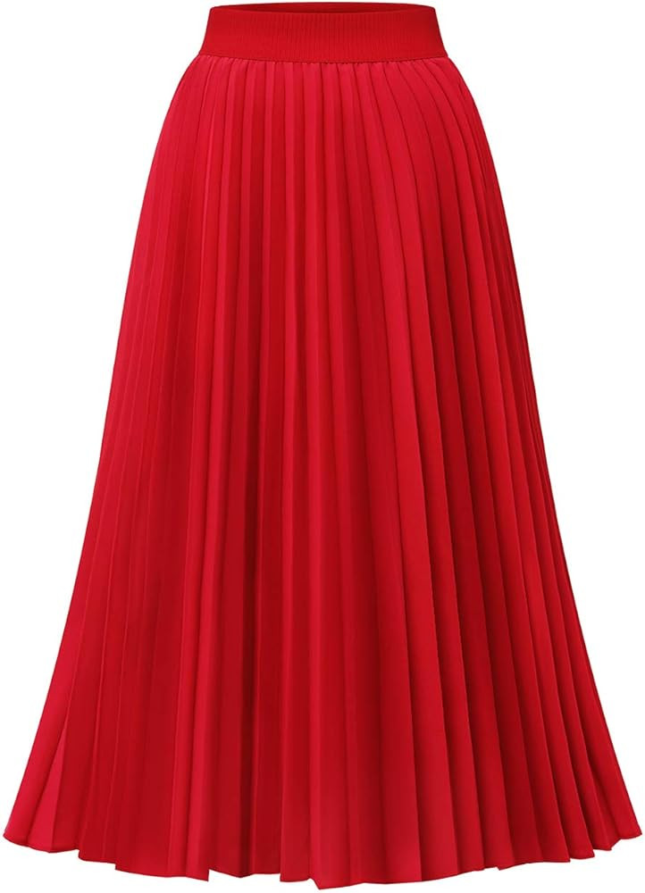 DRESSTELLS Winter Pleated Midi Skirts for Women Midi Length Winter High Waist Skirt with Lining | Amazon (US)