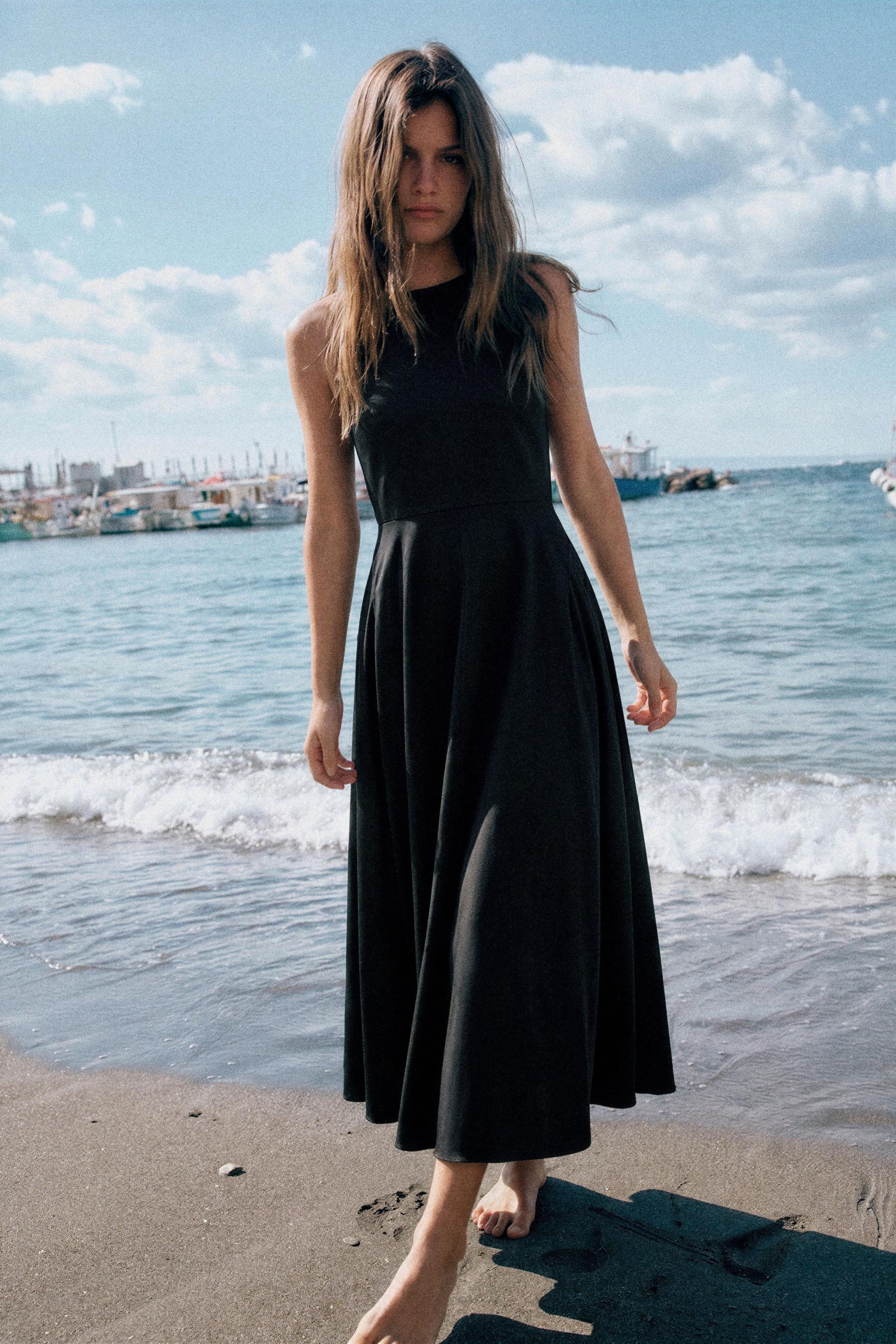 VOLUMINOUS GABARDINE MIDI DRESS | Zara US