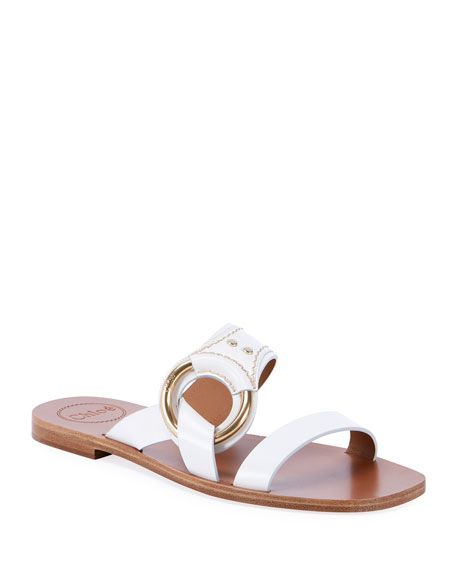 Chloe Demi Two-Band Flat Sandals | Neiman Marcus