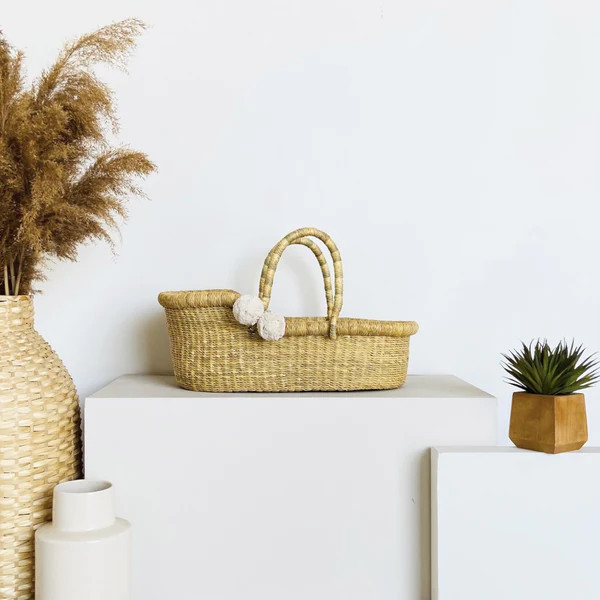 WheatgrassMini Moses BasketVegan Handle | Plum+Sparrow