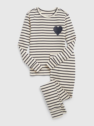 Kids 100% Organic Cotton Striped Heart PJ Set | Gap (CA)