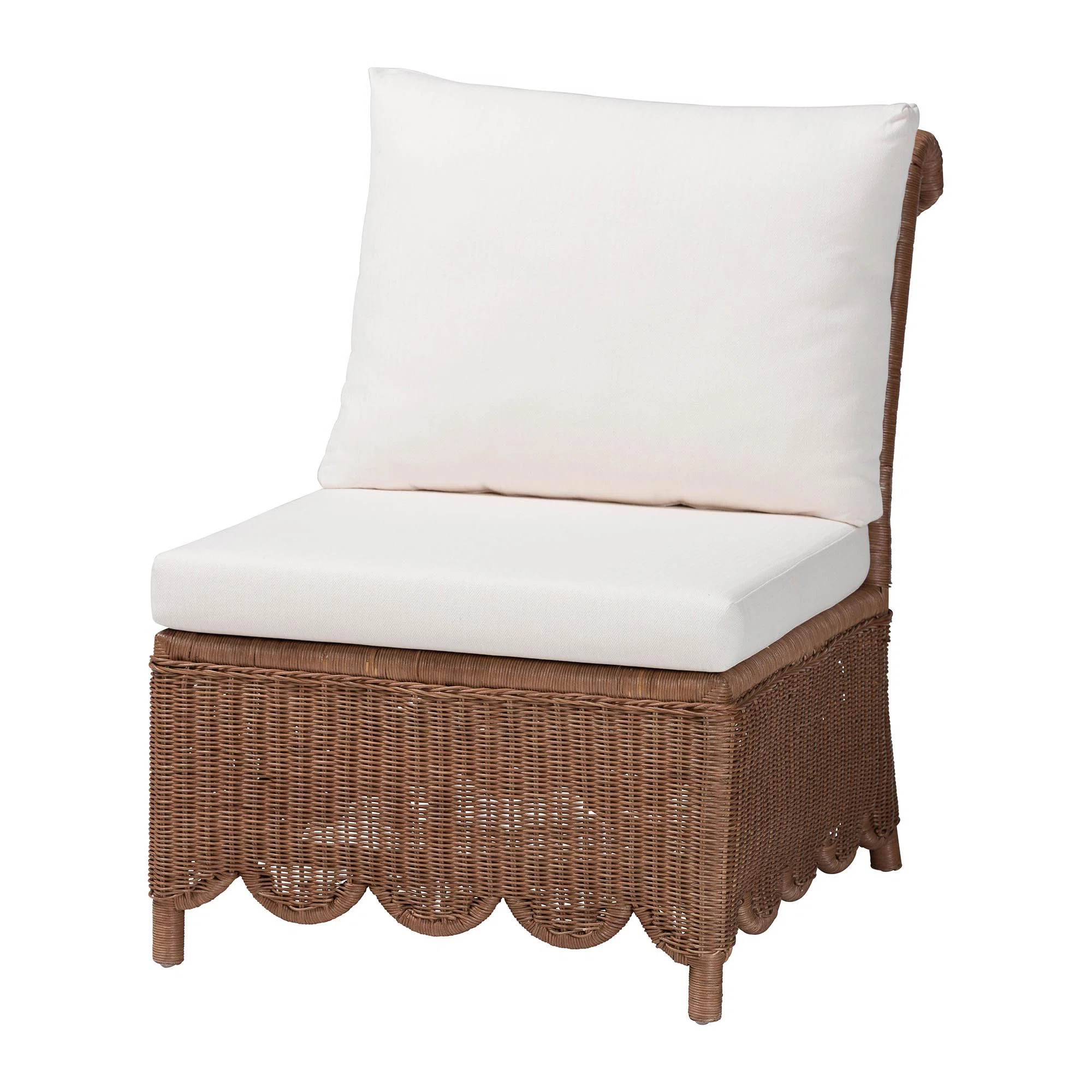 Bali & Pari Detta Natural Rattan Accent Chair - Handwoven Wicker Lounge Chair With Rolled Back An... | Wayfair North America