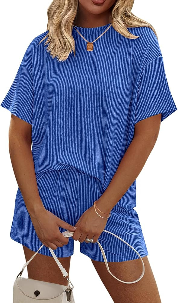 Ekouaer Womens Pajama Sets Short Sleeve Lounge Sets 2 Piece Pjs Tops and Shorts Outfits Matching ... | Amazon (US)