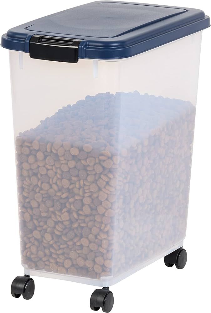 IRIS USA 30Lbs./42.7Qt. WeatherPro Airtight Pet Food Storage Container with Attachable Casters, F... | Amazon (US)