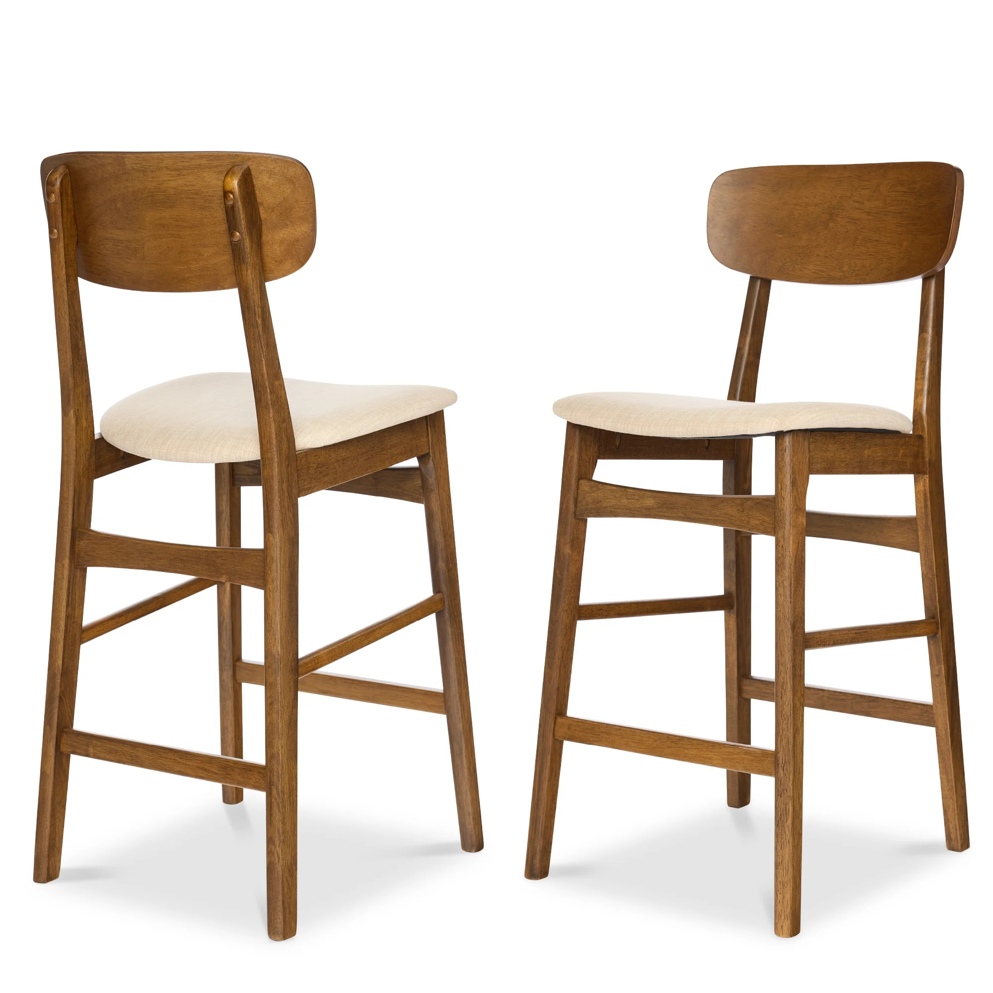 Best Choice Products 2-Piece Farmhouse Counter Height Bar Stool Set w/ Cushioned Seat, Wooden Bac... | Walmart (US)