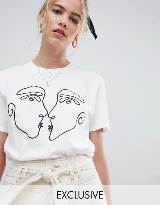 Reclaimed Vintage inspired t-shirt with kissing faces print | ASOS US