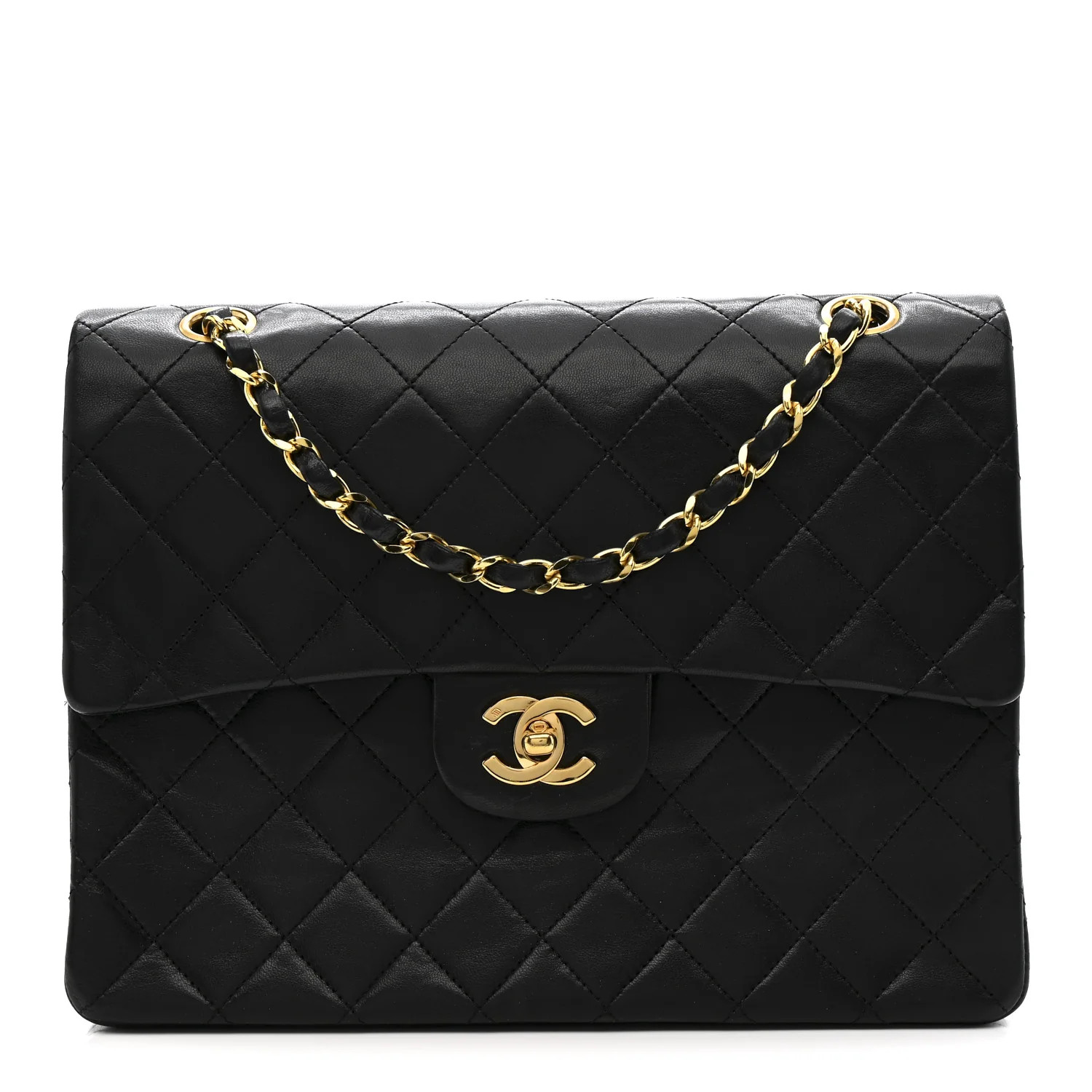 Lambskin Quilted Medium Double Flap Black | FASHIONPHILE (US)