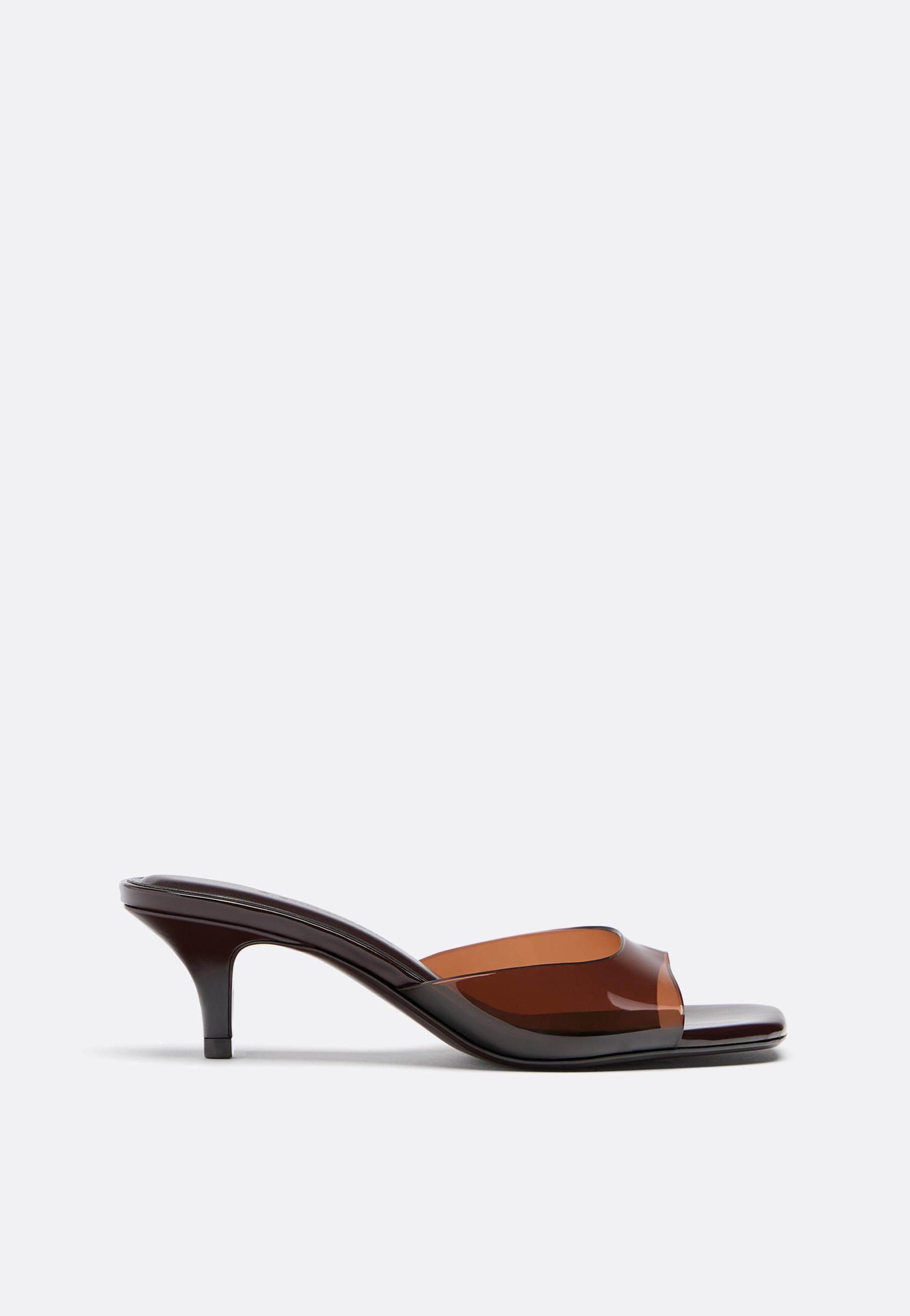 Stradivarius Mules à talon en vinyle MARRON 36 | Stradivarius (FR)