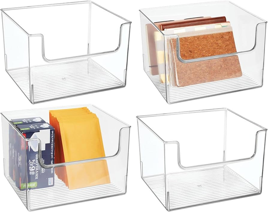 mDesign Modern Plastic Open Front Dip Storage Organizer Bin Basket for Home Office Organization -... | Amazon (US)