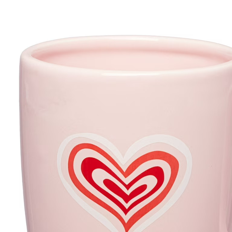 Valentine's Day 15 oz Pink Glazed Ceramic Mug with Heart Design by Way To Celebrate | Walmart (US)