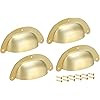 uxcell Cup Drawer Pull Kitchen Cabinet Handles Gold Tone, 88mm Hole Centers, 4 Pack | Amazon (US)