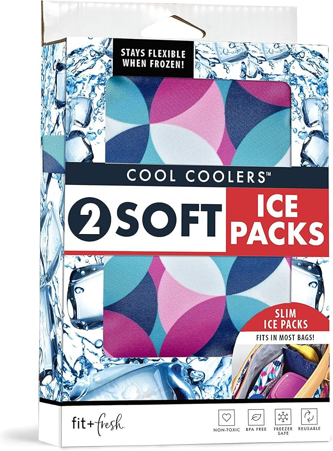Cool Coolers by Fit & Fresh 2 Pack Soft Ice, Flexible Stretch Nylon Reusable Ice Packs for Lunch ... | Amazon (US)