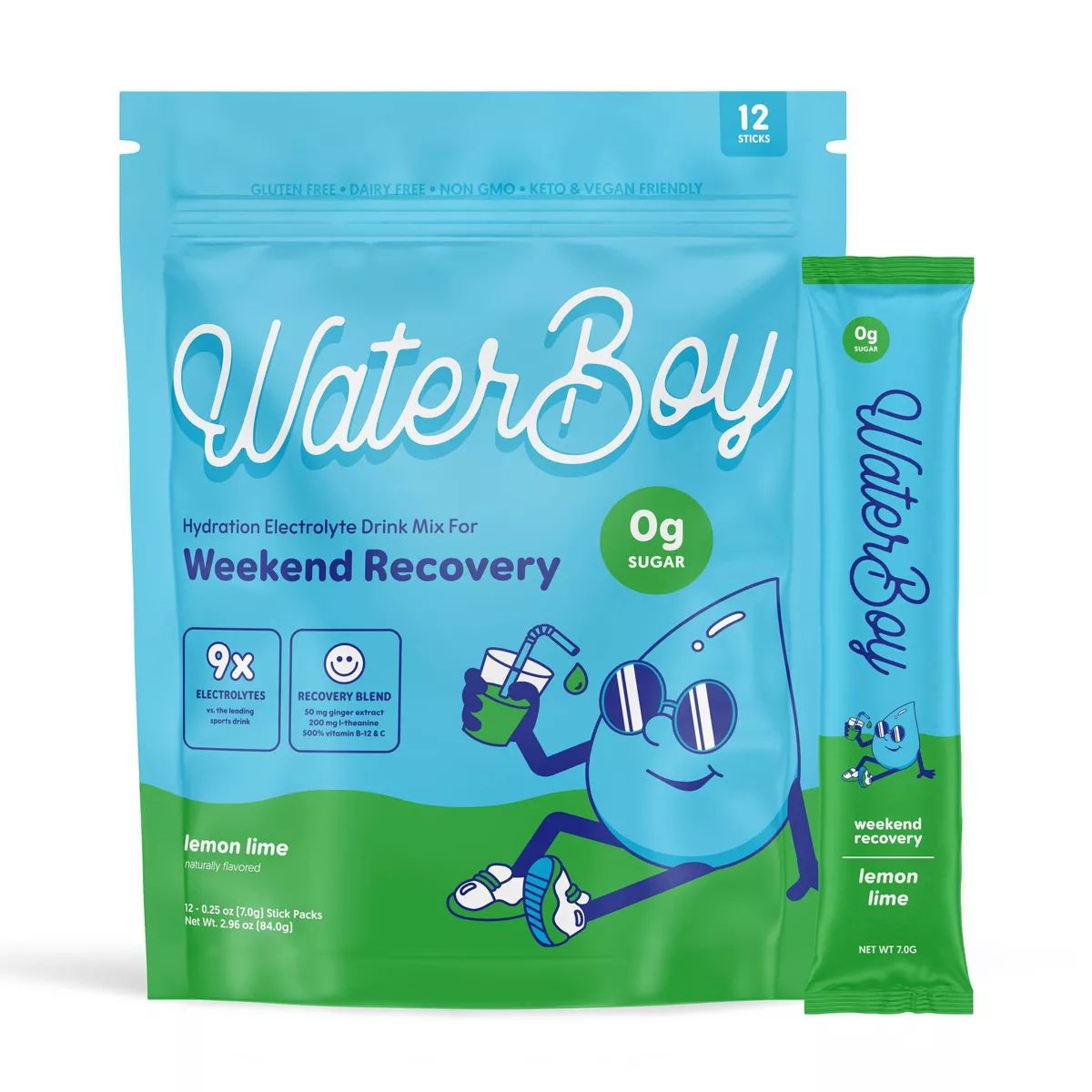 Waterboy Hydration + Weekend Recovery Dietary Supplement - Lemon Lime - 2.96oz/12ct | Target