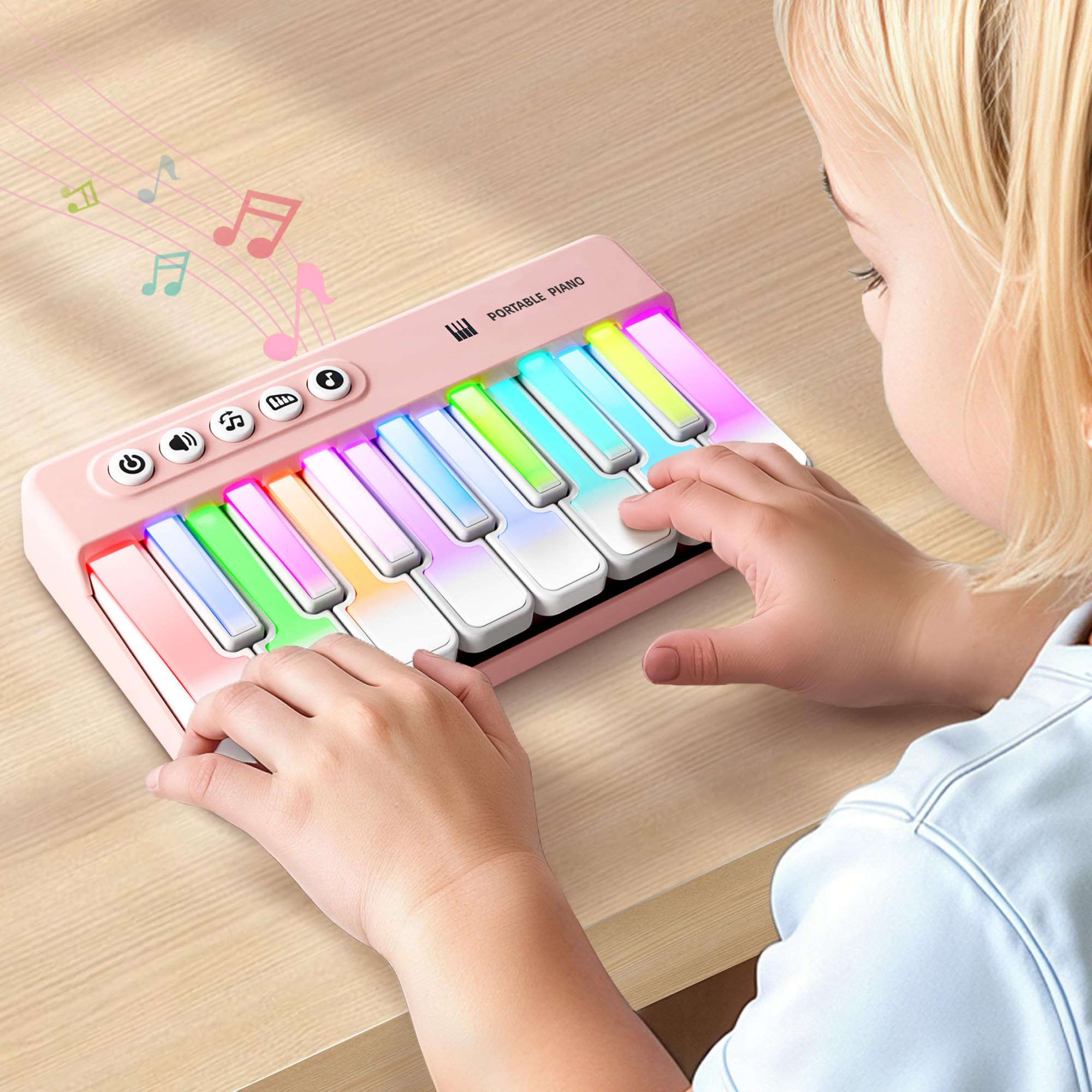 iPlay, iLearn Kids Mini Piano Toy W/Rainbow Lights, Toddler Pocket Travel Piano Keyboard for 1-3,... | Amazon (US)