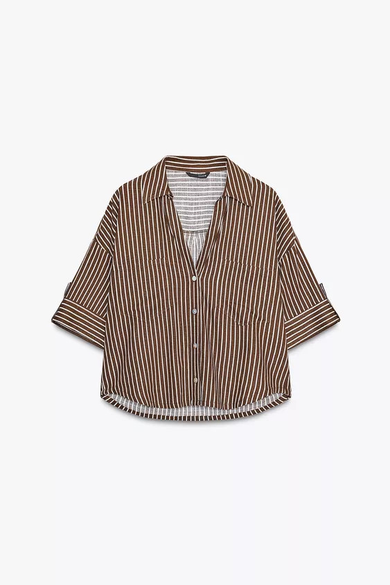 LINEN BLEND CROPPED SHIRT | Zara US