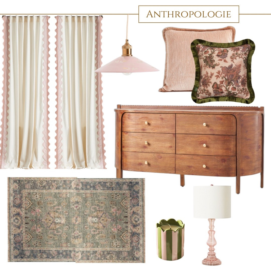 How cute are these soft pinks and greens at anthropologie!? Loving this gorgeous scallop detailed dresser and curtains. Because sometimes- it’s worth the splurge 😍

#LTKHome