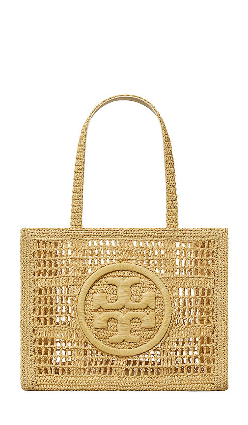Tory Burch Ella Hand Crocheted Small Tote in Tan. | Revolve Clothing (Global)