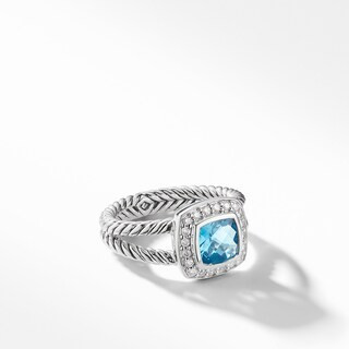 Petite Albion® Ring with Blue Topaz and Diamonds | David Yurman