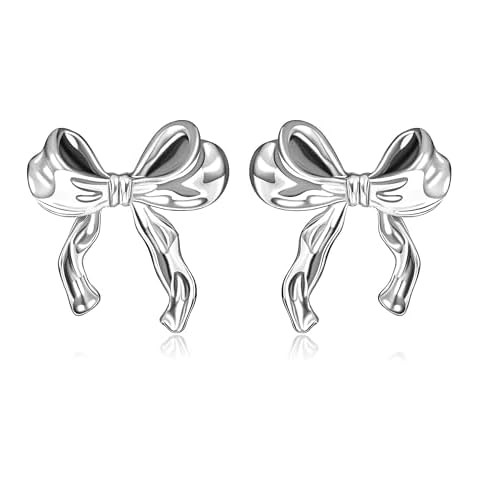 TONLUYAX Gold Silver Bow Earrings Women Ribbon Stud Earrings Gift | Amazon (US)