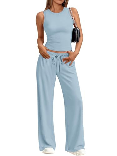 Trendy Queen Women's 2 Piece Summer Lounge Sets Butter Soft Tank Top & High Waisted Wide Leg Pant... | Amazon (US)