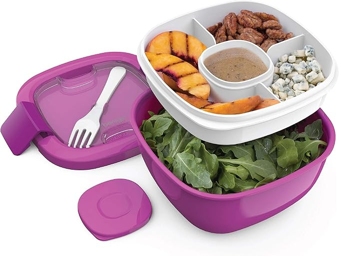 Bentgo® Salad - Stackable Lunch Container with Large 54-oz Salad Bowl, 4-Compartment Bento-Style... | Amazon (US)