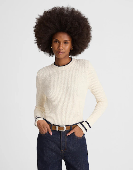 Boucl&eacute;-Knit Crewneck Sweater | Madewell