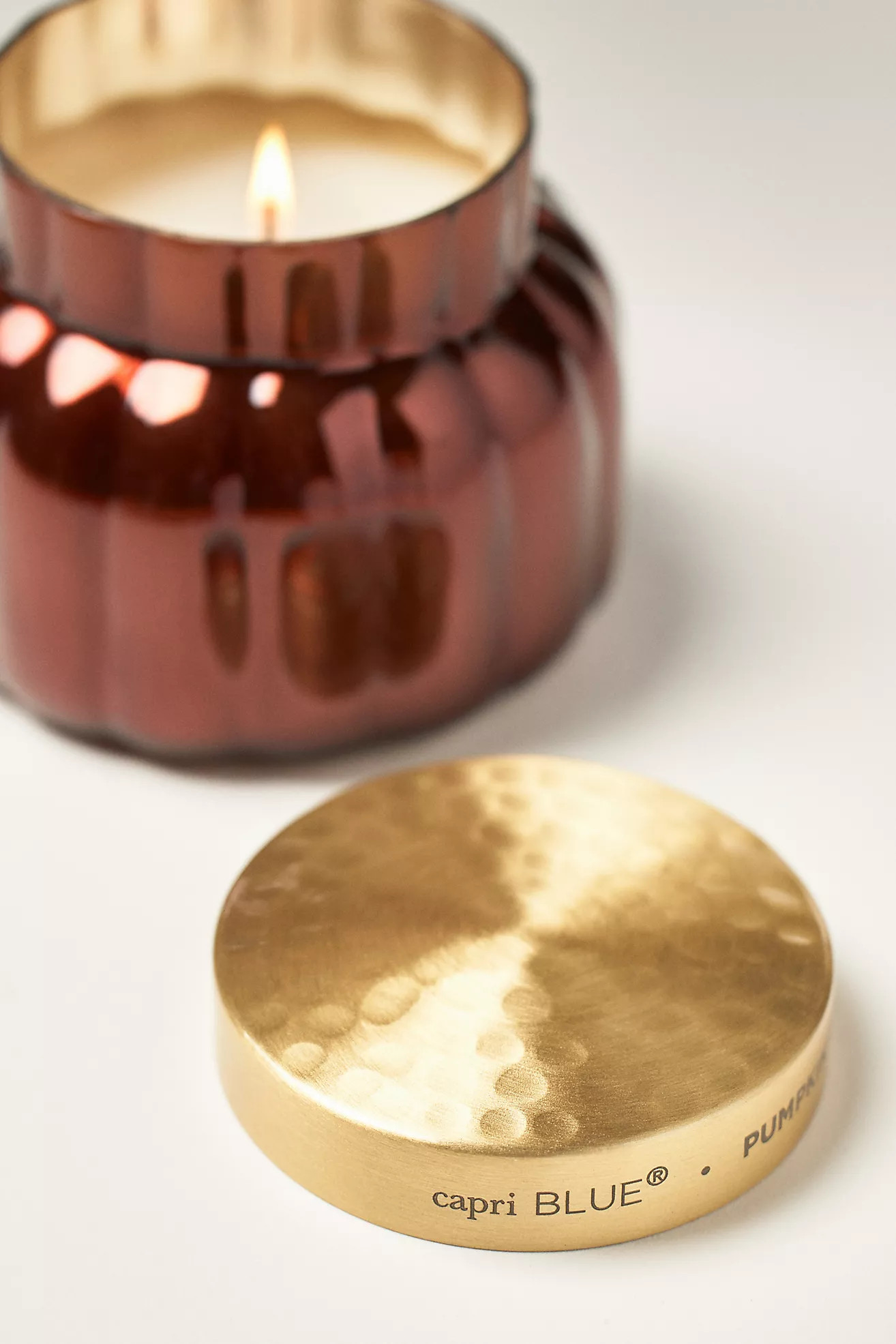 Capri Blue Pumpkin Clove Brown Ribbed Glass Candle | Anthropologie (US)