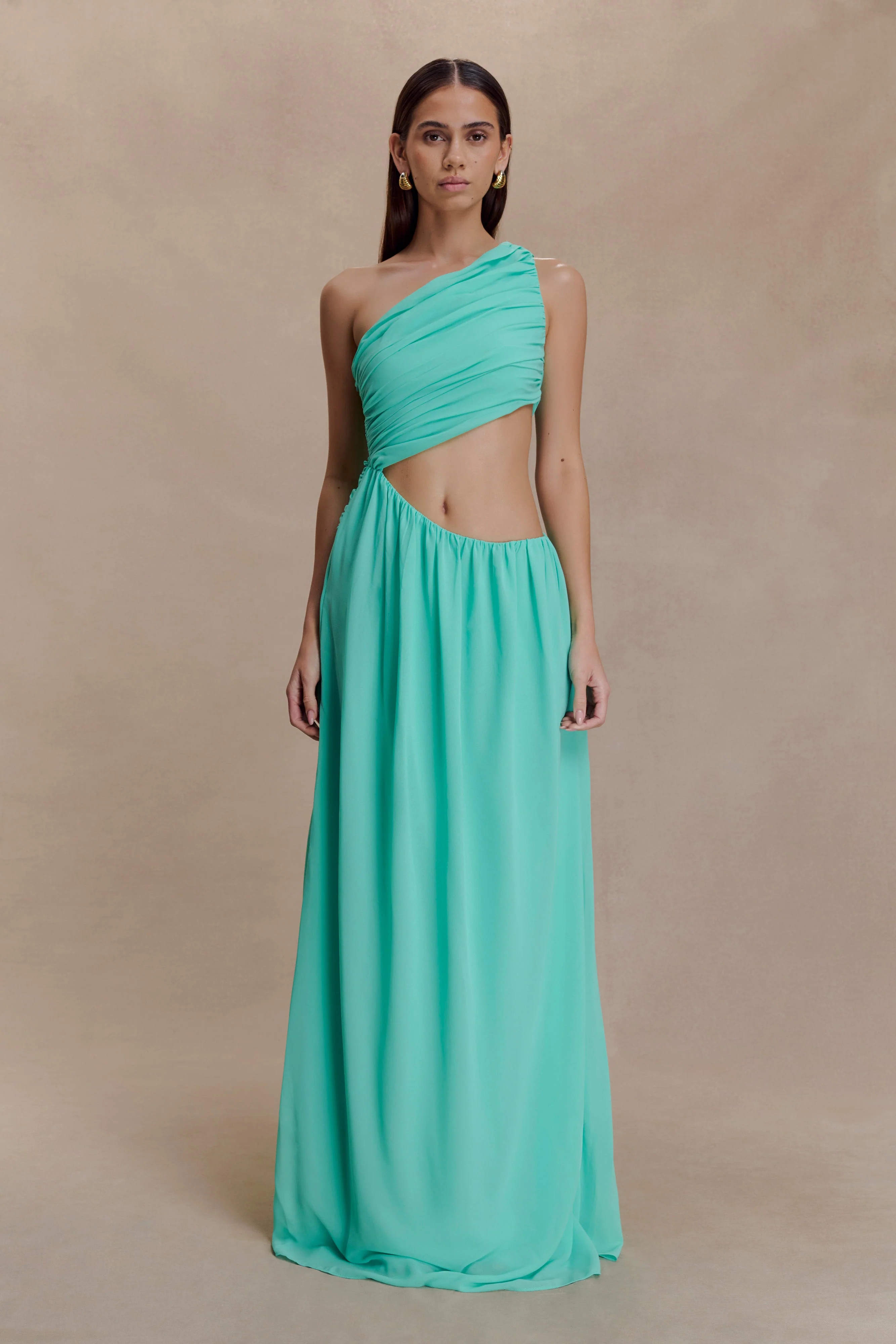 Chiffon Cut Out Maxi Dress - Lagoon | MESHKI US