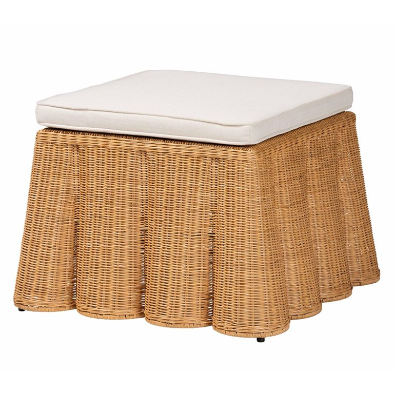 bali & pari Palm Bohemian Honey Scallop Rattan Ottoman | Walmart (US)